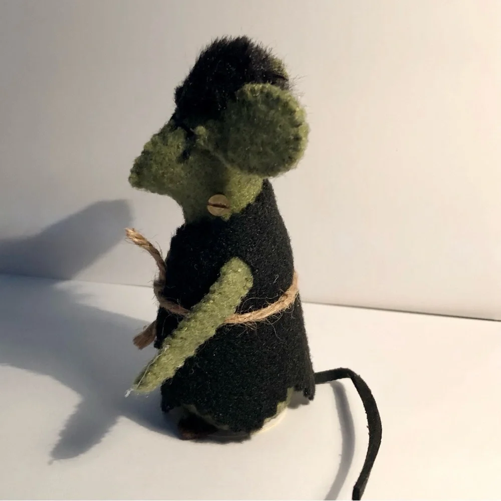 Frankenstein felt Mouse Frankenmouse art doll Hallloween Summerween hand-sewn